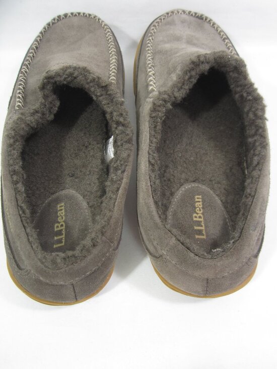 LL Bean EUC Mens Size 11 M Brown Mountain Slippers Scuffs Ash Brown Fleece Lined main image 8